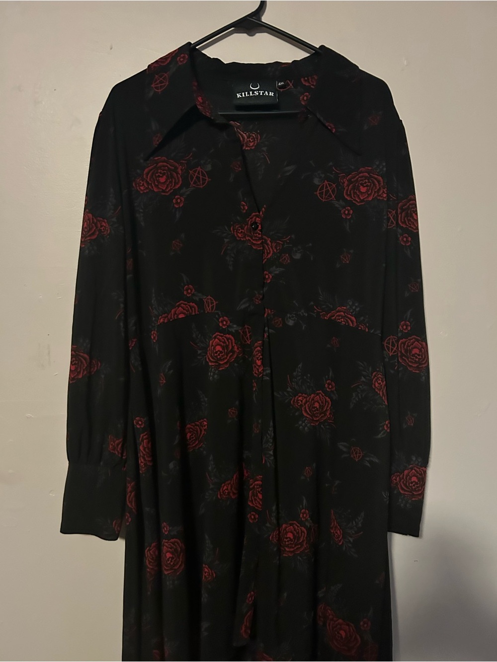 Killstar Black Shirt with Red Rose Motif